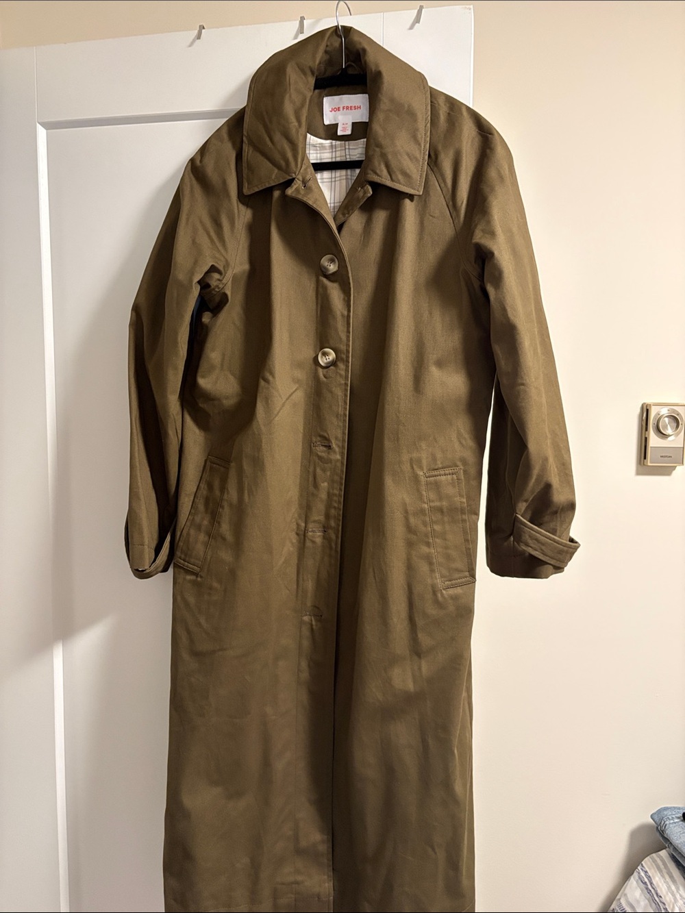 Women’s Joe Fresh Olive Green Long Trench Coat